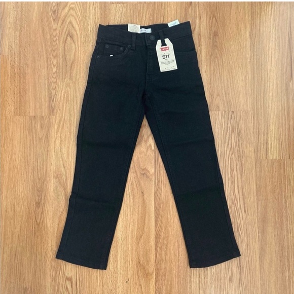 Levi’s 511 Slim Jeans Kids Size 6 Regular Black Adjustable Waist NEW - Picture 2 of 7